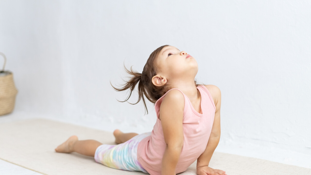 girl doing yoga.